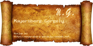 Mayersberg Gergely névjegykártya